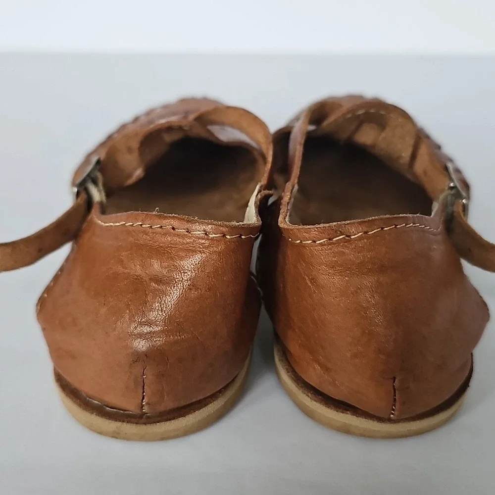 Girls Huarache Mexican Sunflower Leather Sandals Embroidered sz 20 / US 4.5 1854